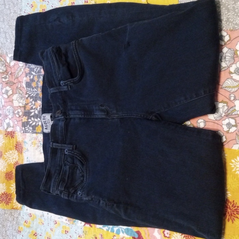 AGOLDE black distressed skinny jeans
